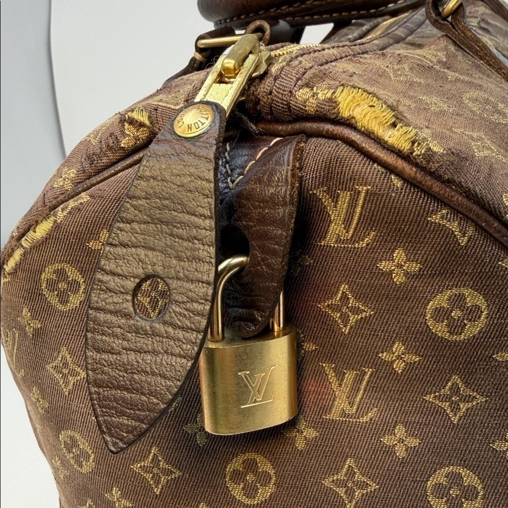 Louis Vuitton Vintage 2008 Monogram Mini Lin Speedy 30 Brown Ebene Trim Satchel - Picture 6 of 17